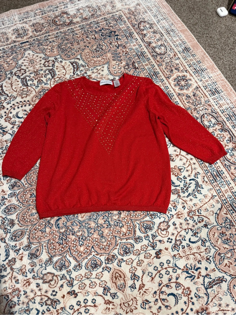Red Women's Embellished Knit Sweater